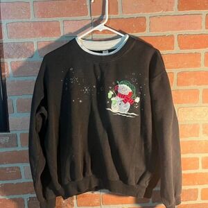 Black Snowman Holiday Crewneck